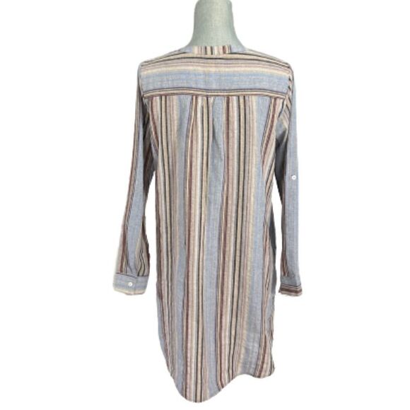 Kori Striped Cotton Blend Causal Shirt Dress Size S - Picture 2 of 5